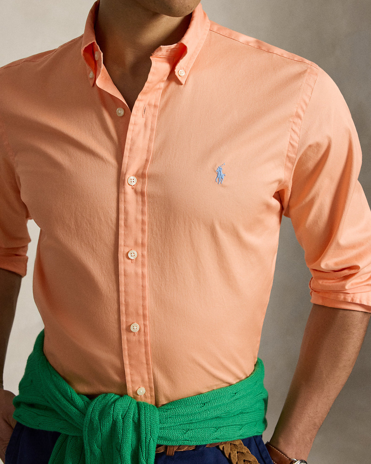CAMISA CUSTOM FIT DE ALGODON TWILL LIGERO POPPY
