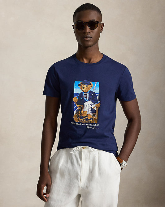CAMISETA CUSTOM SLIM FIT CON NEWPORT BEAR NAVY