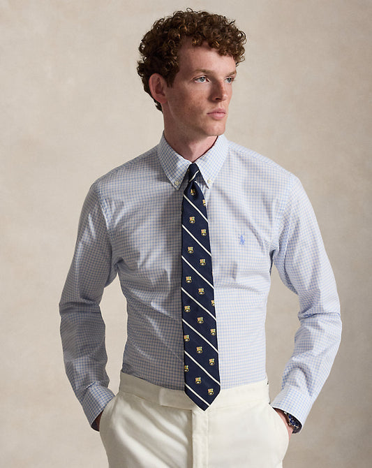 CAMISA CUSTOM FIT DE POPELINA STRETCH CABANA BLUE WHITE