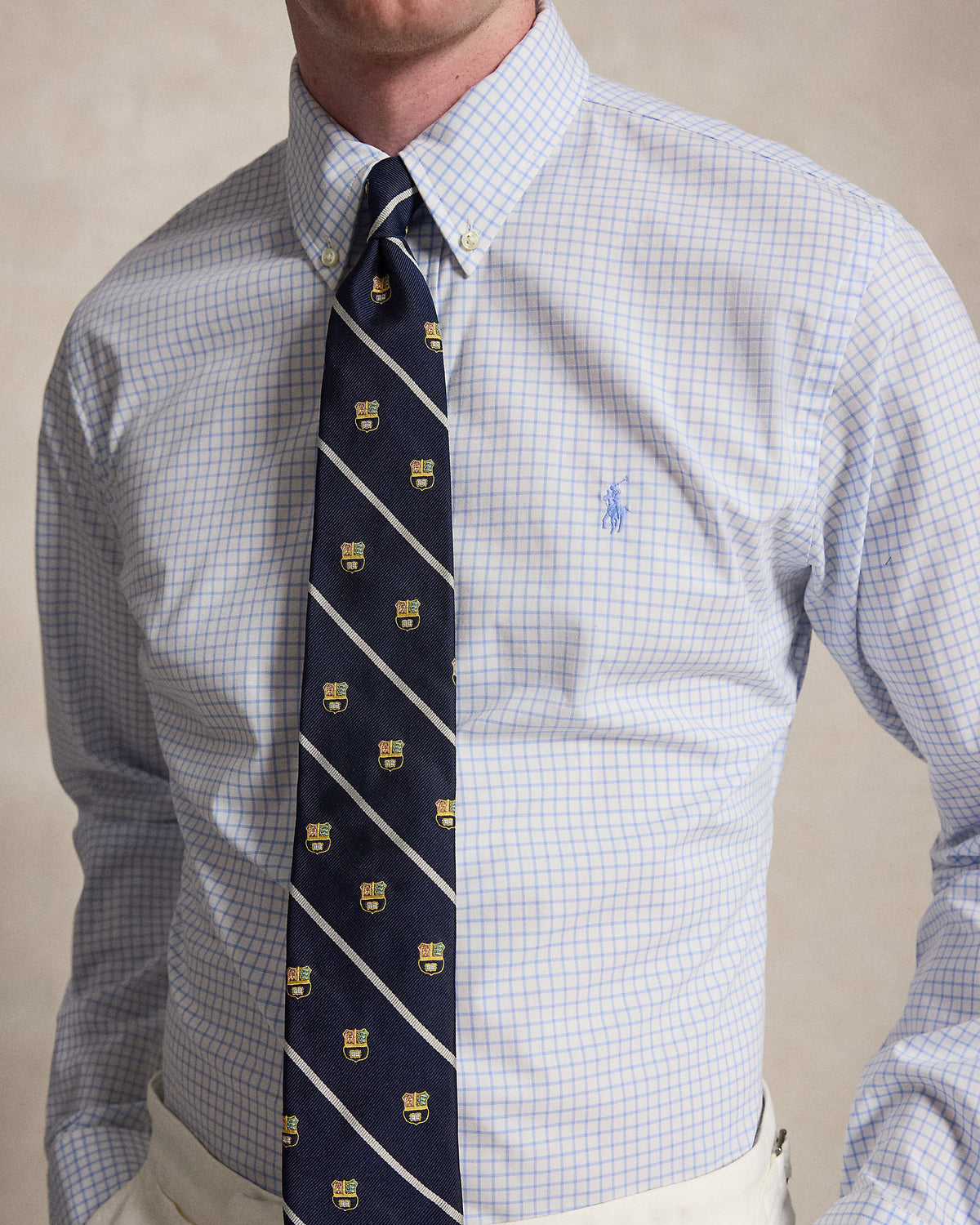 CAMISA CUSTOM FIT DE POPELINA STRETCH CABANA BLUE WHITE