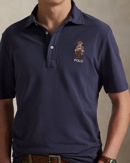 POLO DE PIQUE CUSTOM SLIM FIT CON POLO BEAR FADED BLUE