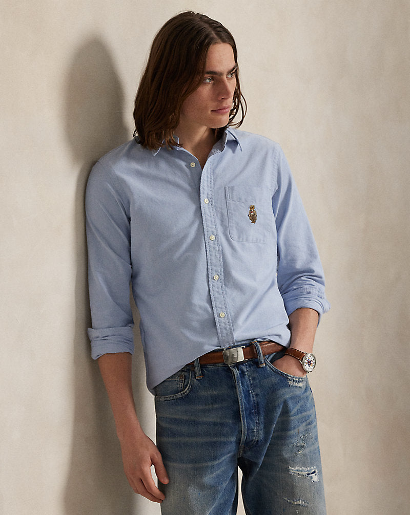 CAMISA OXFORD CUSTOM FIT CON POLO BEAR HERITAGE BSR BLUE