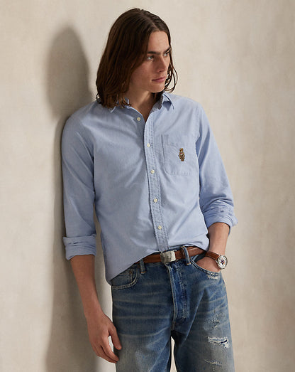 CAMISA OXFORD CUSTOM FIT CON POLO BEAR HERITAGE BSR BLUE