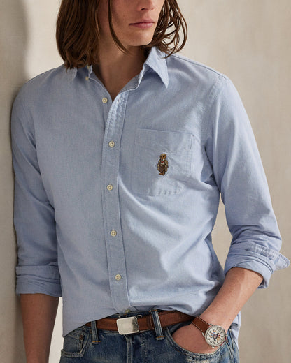 CAMISA OXFORD CUSTOM FIT CON POLO BEAR HERITAGE BSR BLUE
