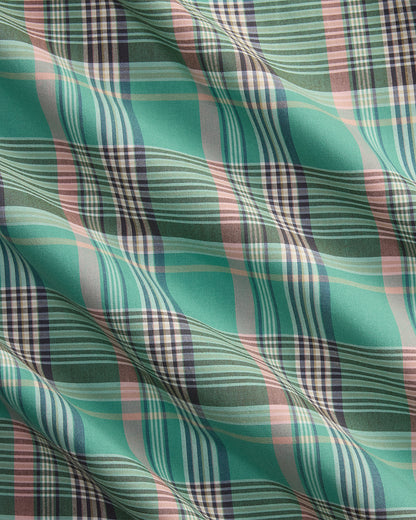 CAMISA CUSTOM FIT DE POPELINA A CUADROS GREEN PINK