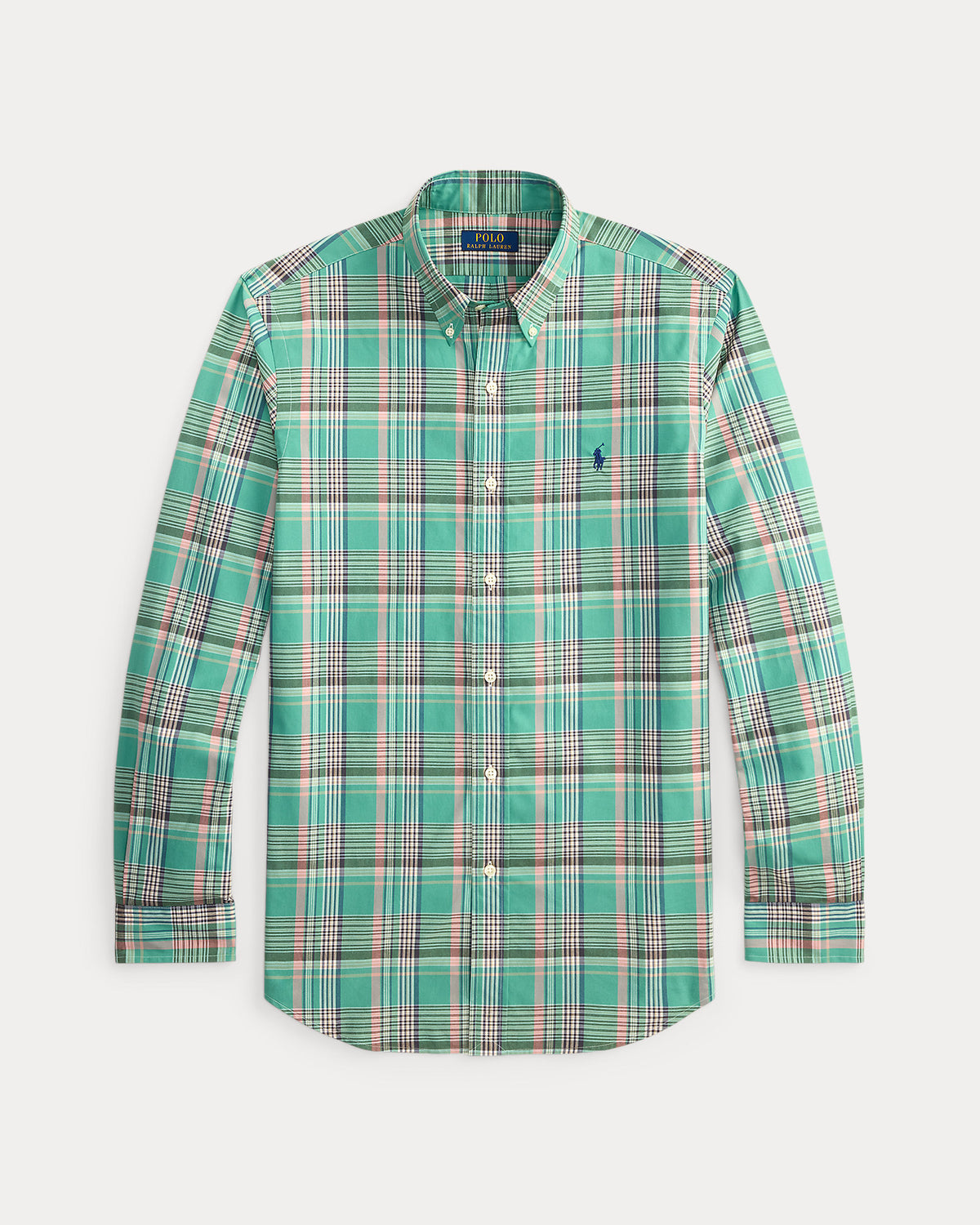 CAMISA CUSTOM FIT DE POPELINA A CUADROS GREEN PINK