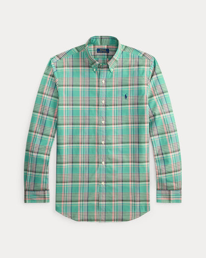 CAMISA CUSTOM FIT DE POPELINA A CUADROS GREEN PINK