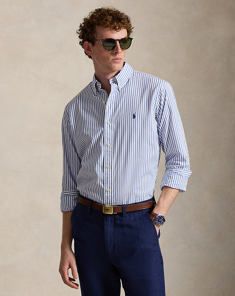 CAMISA DE POPELINA STRETCH CUSTOM FIT A RAYAS WHITE BLUE