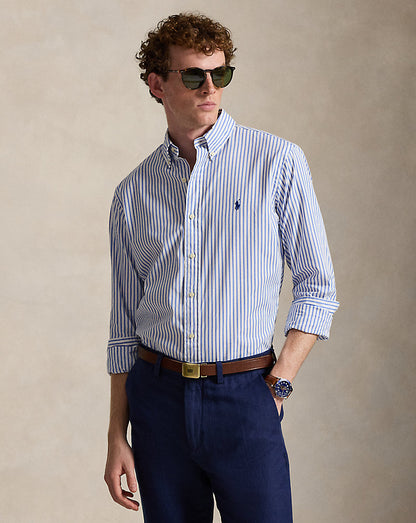 CAMISA DE POPELINA STRETCH CUSTOM FIT A RAYAS WHITE BLUE
