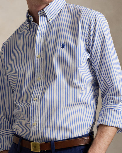 CAMISA DE POPELINA STRETCH CUSTOM FIT A RAYAS WHITE BLUE
