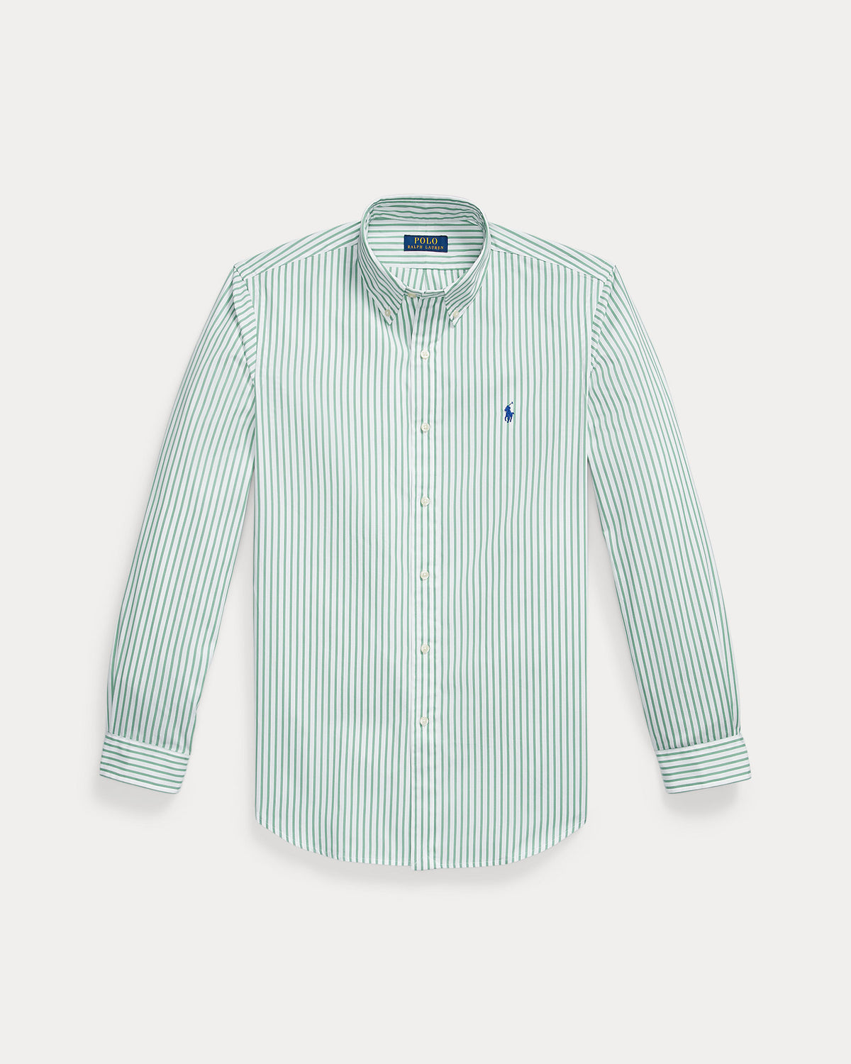 CAMISA CUSTOM FIT DE POPELINA LIGERA A RAYAS SEA FOAM WHITE