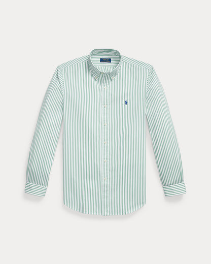 CAMISA CUSTOM FIT DE POPELINA LIGERA A RAYAS SEA FOAM WHITE