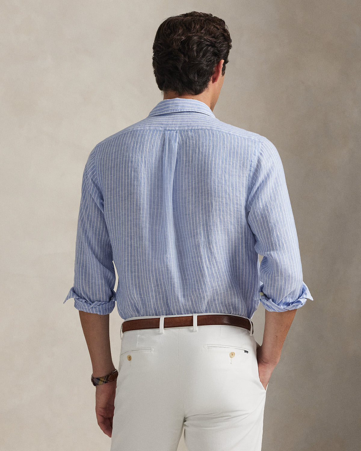CAMISA DE LINO LIGERO  CON RAYAS CUSTOM FIT HARBOR ISLAND