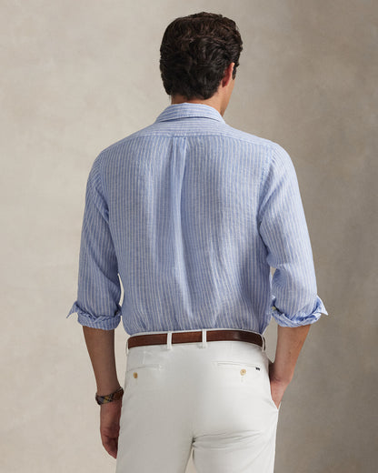 CAMISA DE LINO LIGERO  CON RAYAS CUSTOM FIT HARBOR ISLAND