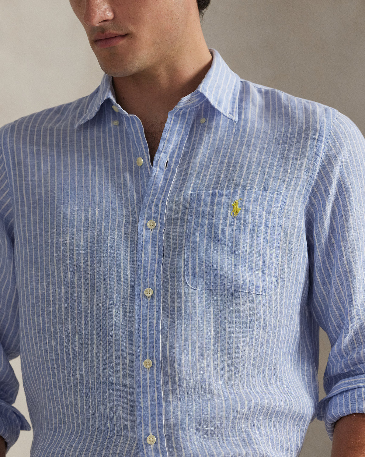 CAMISA DE LINO LIGERO  CON RAYAS CUSTOM FIT HARBOR ISLAND