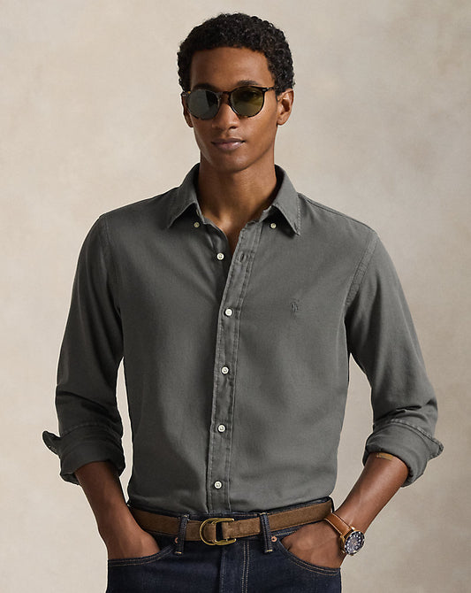 CAMISA CUSTOM FIT DE DOBBY CON TEXTURA GUN METAL