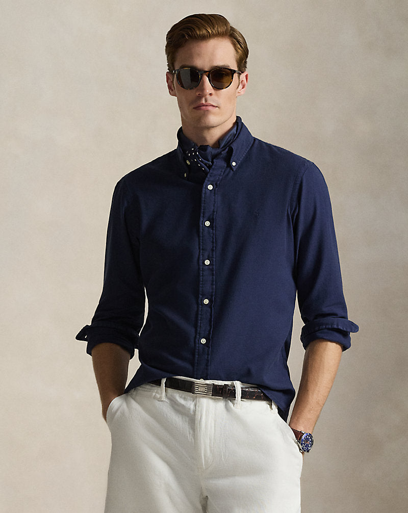 CAMISA CUSTOM FIT DE DOBBY CON TEXTURA CRUISE NAVY