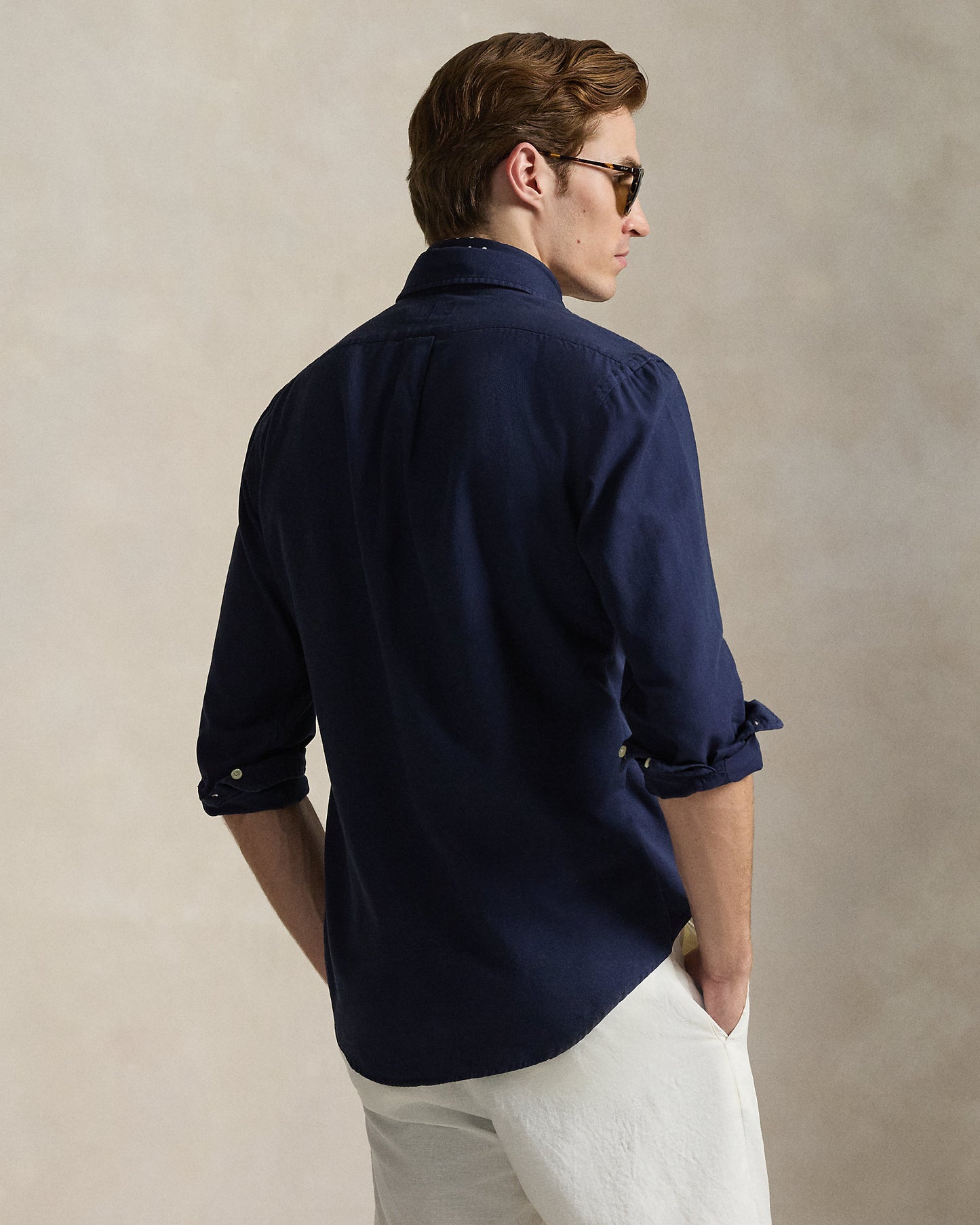 CAMISA CUSTOM FIT DE DOBBY CON TEXTURA CRUISE NAVY
