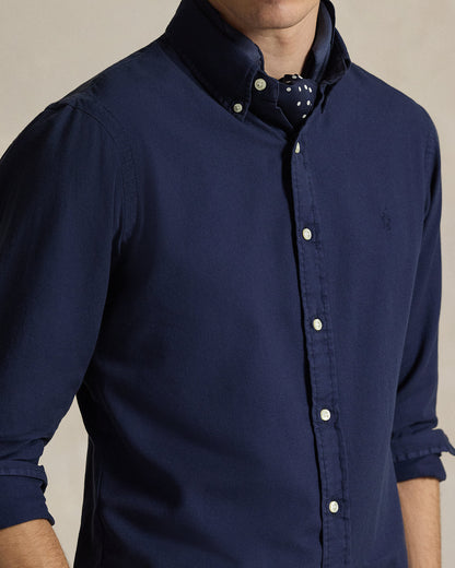 CAMISA CUSTOM FIT DE DOBBY CON TEXTURA CRUISE NAVY