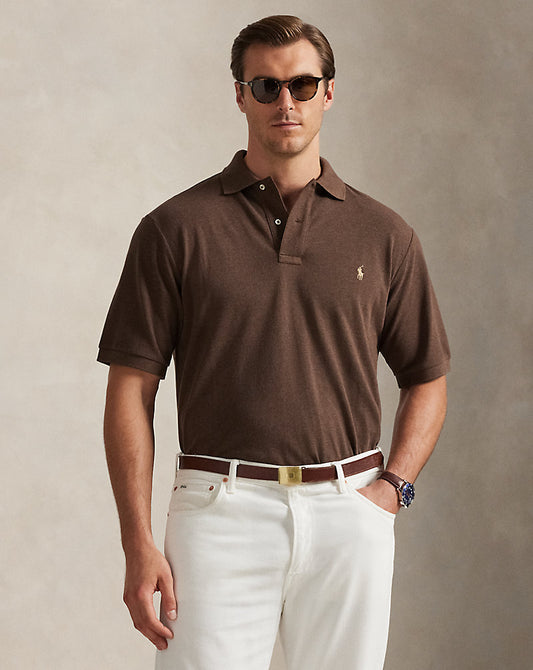 POLO DE PIQUÉ CUSTOM SLIM FIT NUTMEG BROWN HEATHER