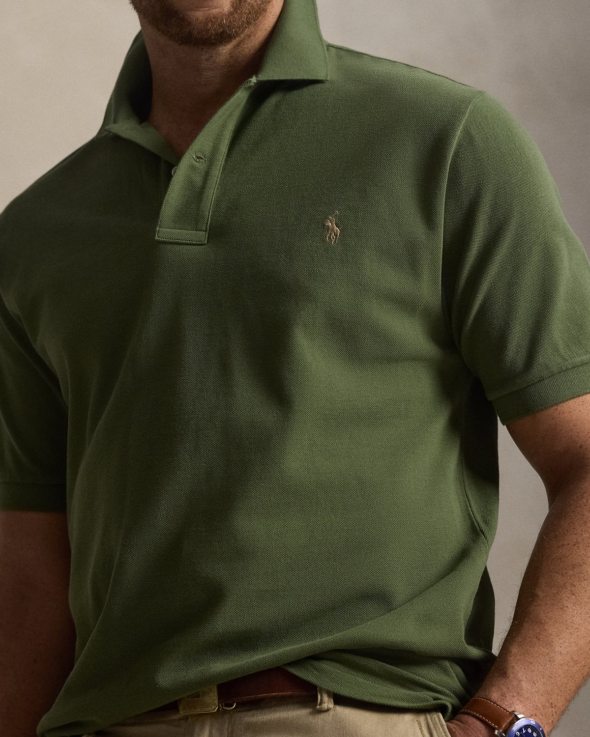 POLO DE PIQUÉ CUSTOM SLIM FIT SUPPLY OLIVE