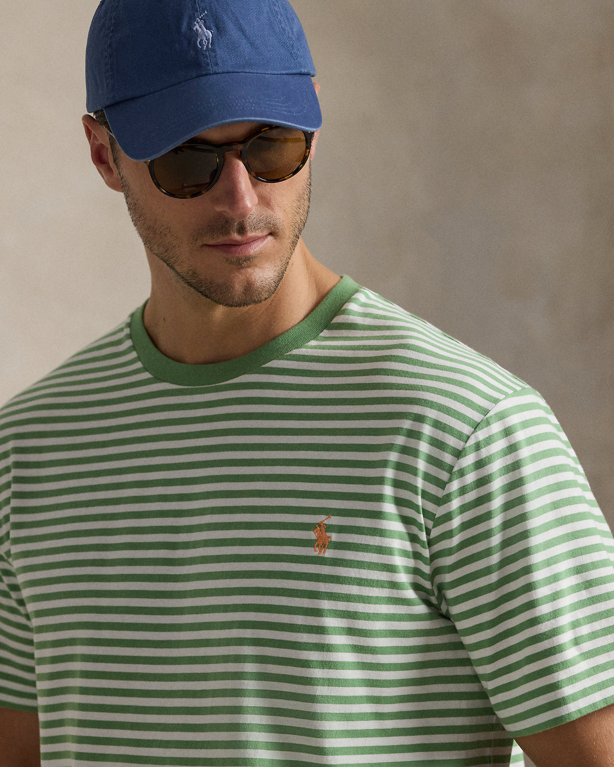 CAMISETA CUSTOM SLIM FIT DE ALGODON DE PUNTO OUTBACK GREEN STRIPED