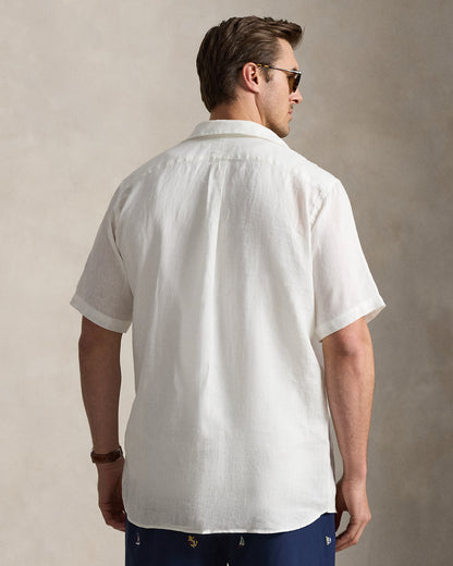 CAMISA DE LINO CUSTOM FIT WHITE MANGA CORTA