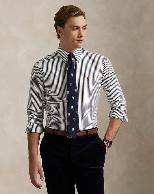 CAMISA CUSTOM FIT  DE PINPOINT OXFORD WHITE/ NAVY