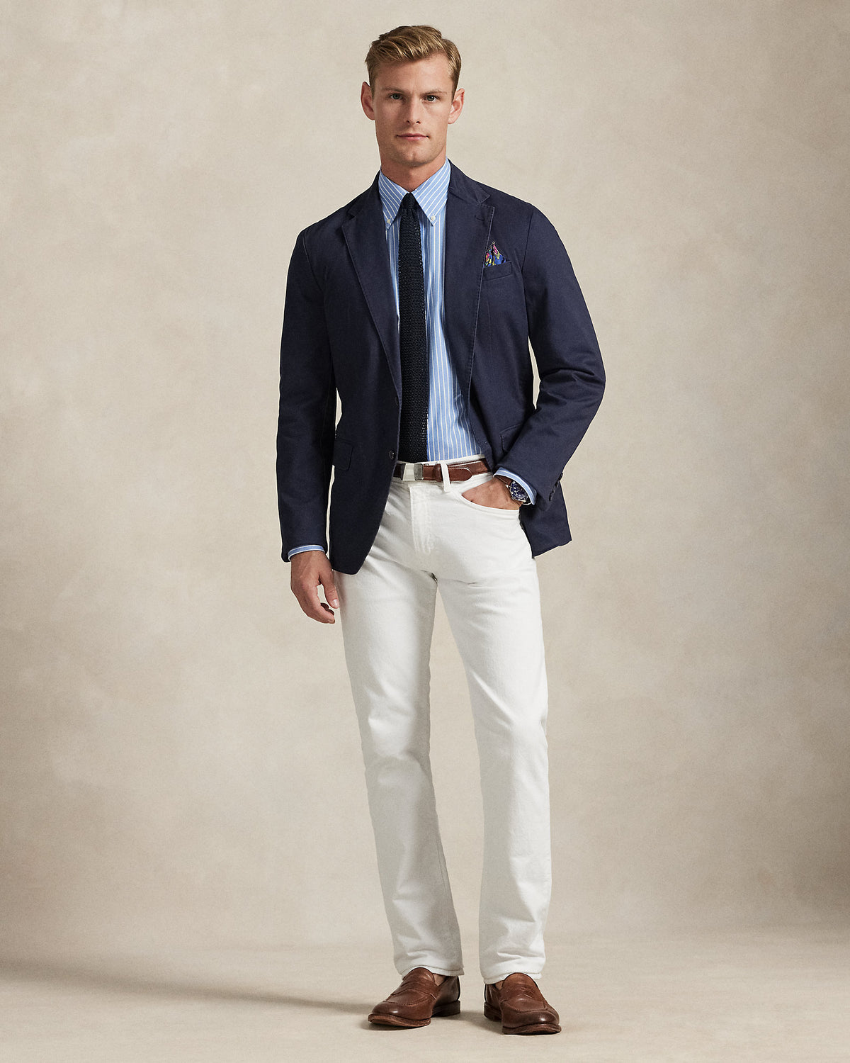 CAMISA CUSTOM FIT DE PINPOINT OXFORD AZURE / WHITE