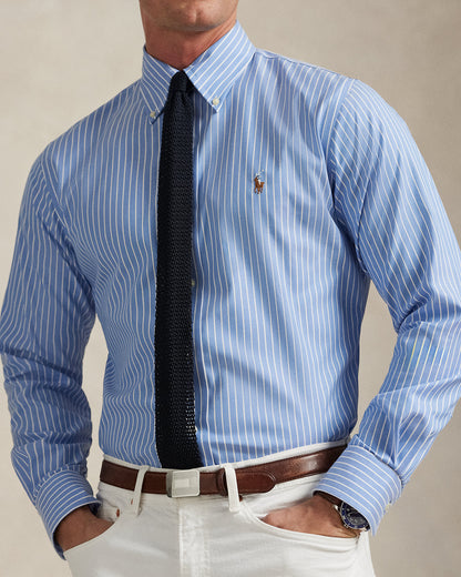 CAMISA CUSTOM FIT DE PINPOINT OXFORD AZURE / WHITE
