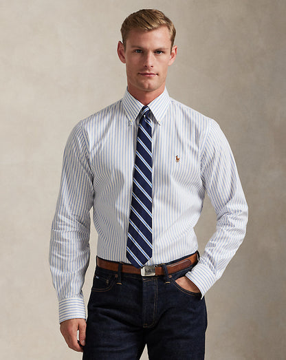 CAMISA CUSTOM FIT DE PINPOINT OXFORD WHITE / AZURE